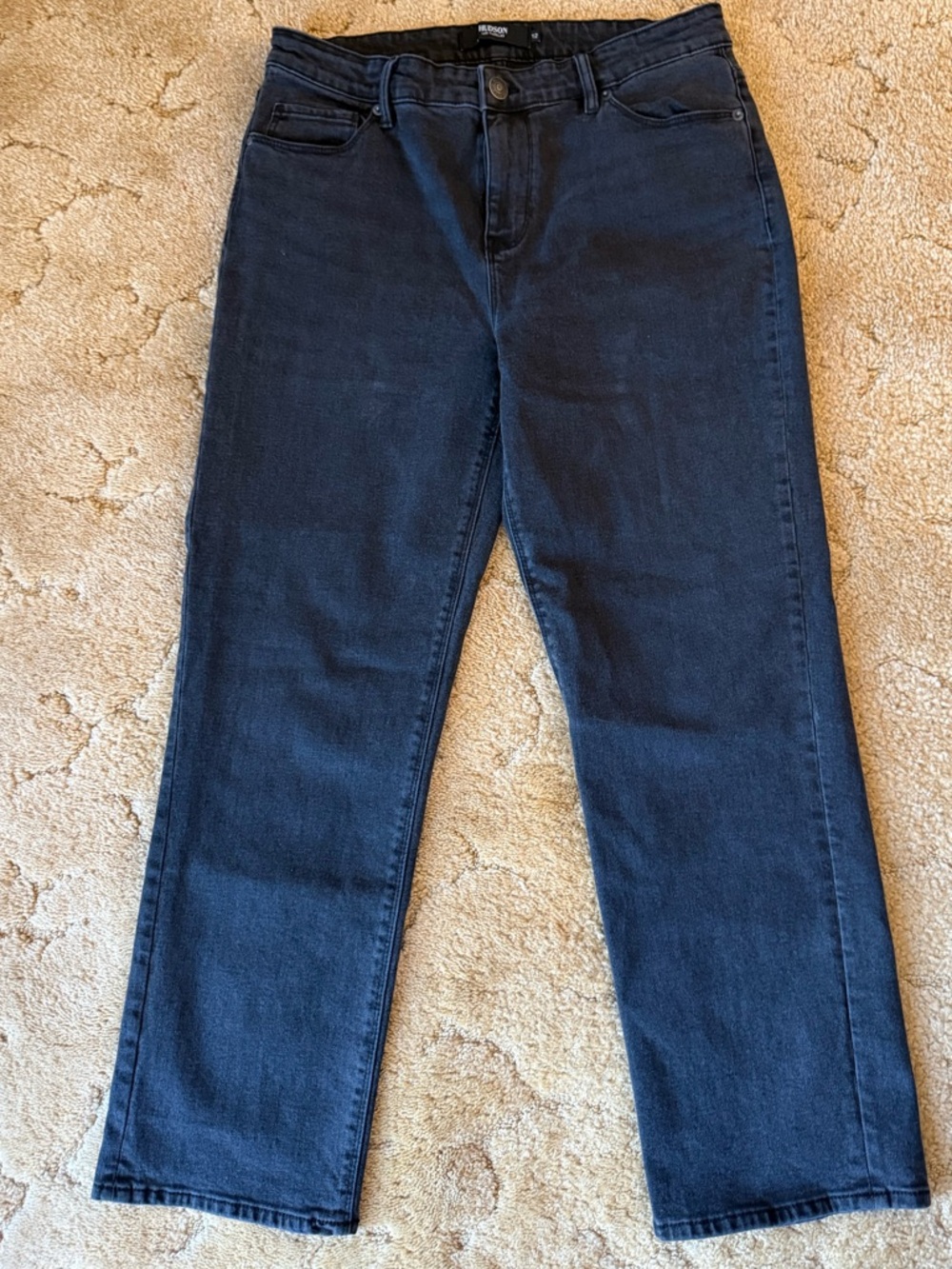 Hudson Size 12 Black Denim straight leg jeans